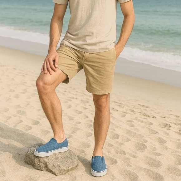 Vans Classic Slip On Tonal Check Coronet Blue Canvas  Mens 6.5 Womens 8 NWOT - Picture 6 of 7